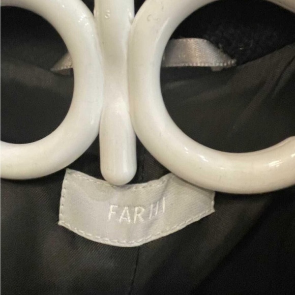 Farhi Black 100% Wool Jacket with leather tie at waist - Picture 9 of 10